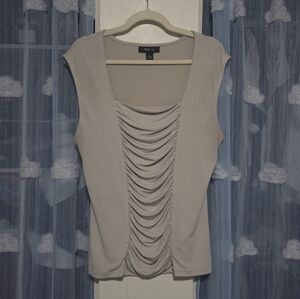 Style & Co Beige Ruched Draped Front Sleeveless Top